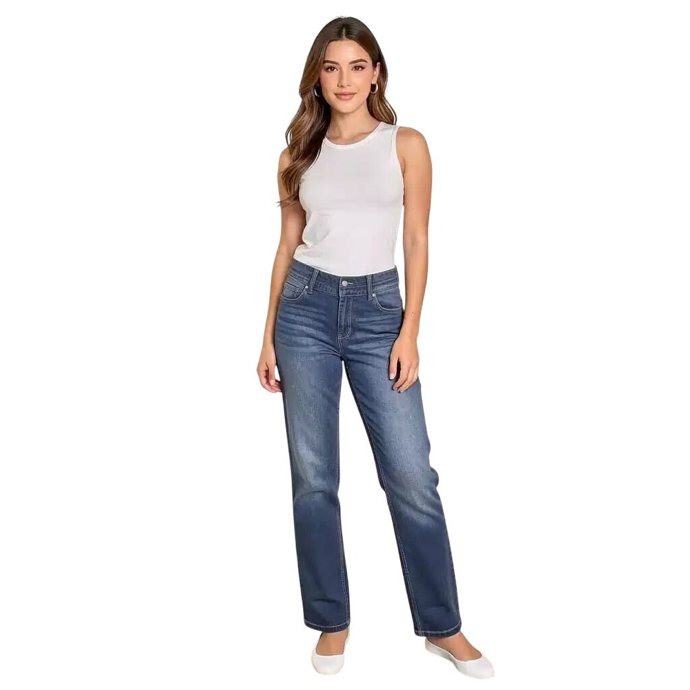 Tommy Hilfiger Womens Straight Leg Jeans Md Wash Low Rise Size 8 NWT
